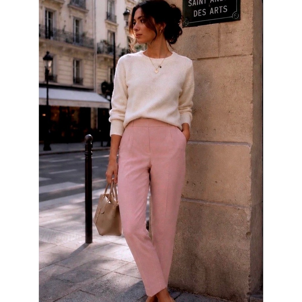 Women's classic J.Crew Café Capri in Herringbone Wool lined size 2 clasic pink